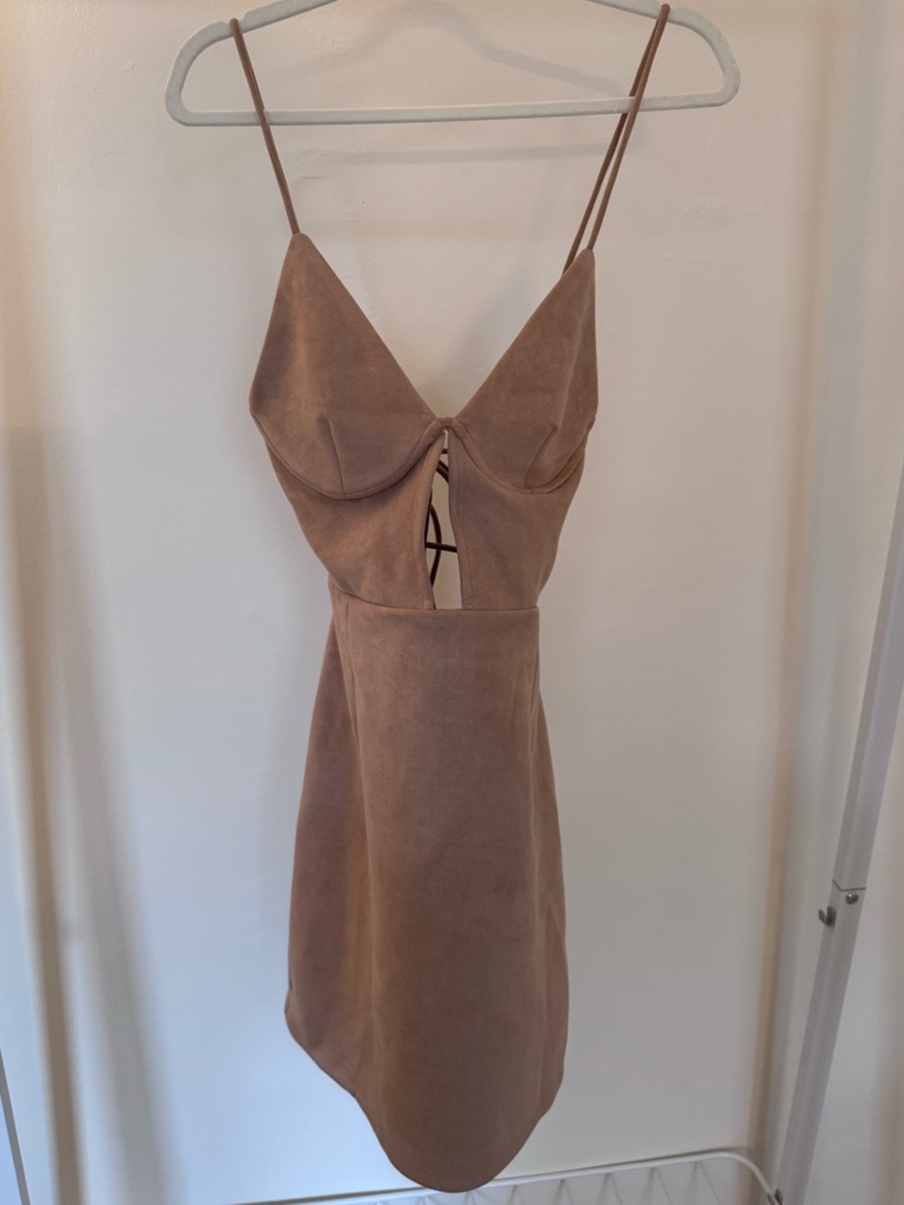 Sabo Skirt Tan Mini Dress with Front Cutout